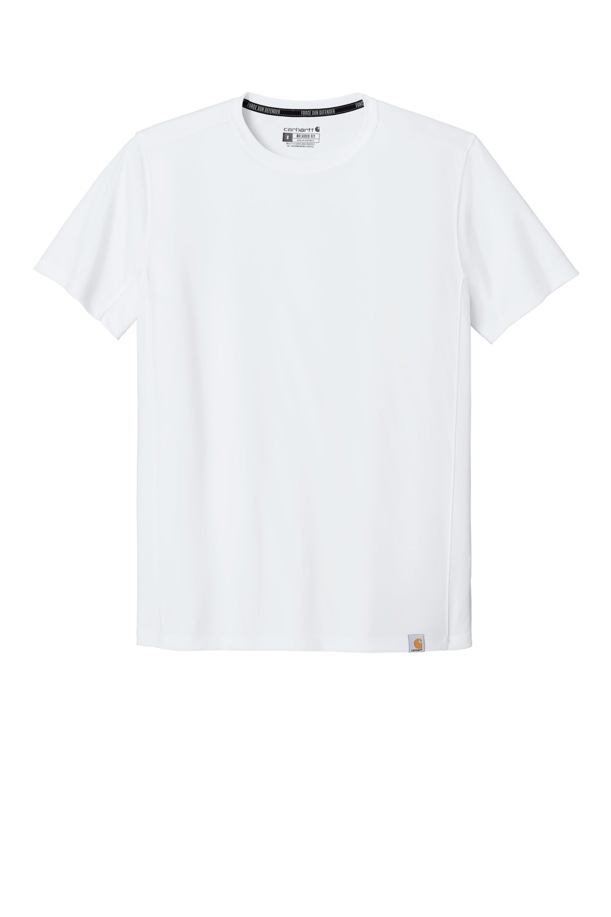 Front View of White Carhartt Force Sun Defender Short Sleeve T-Shirt CT106868
