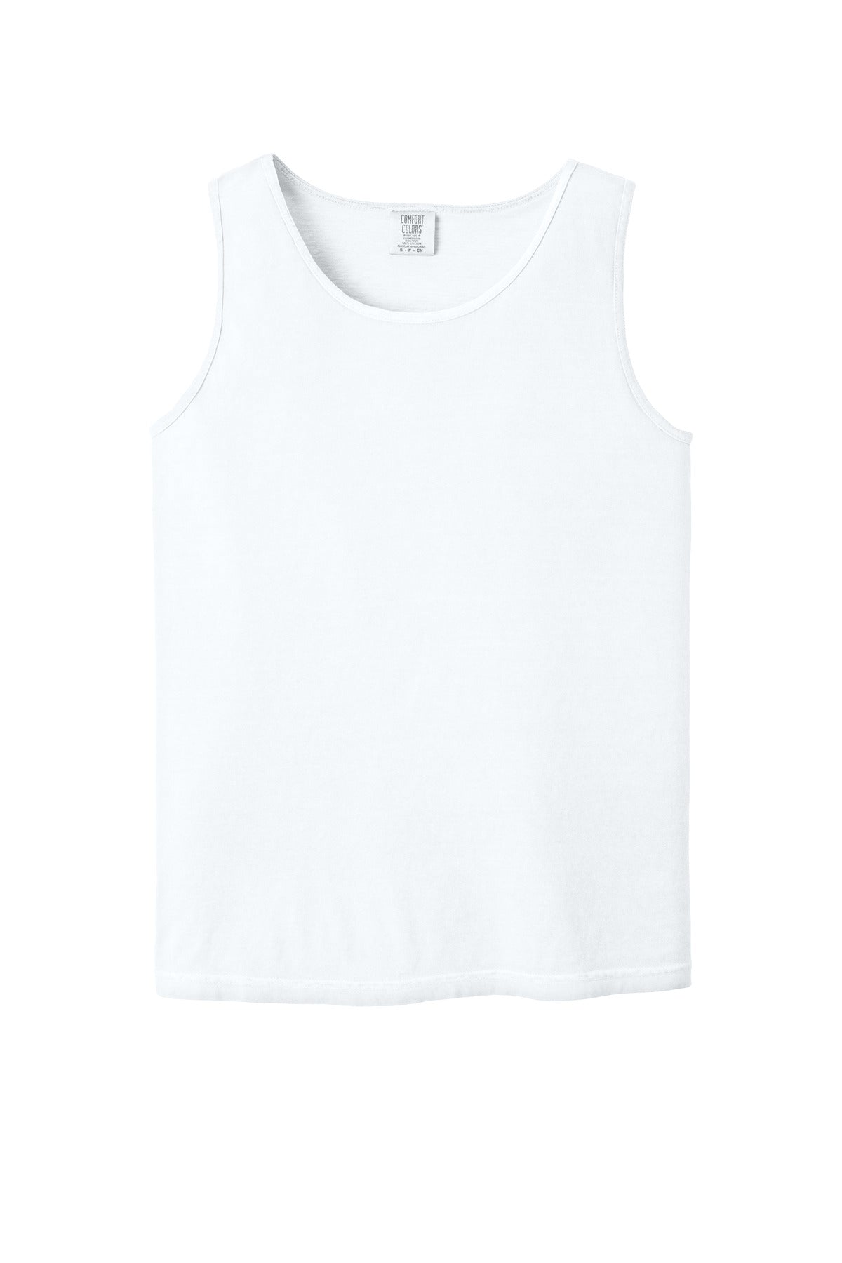 Front View of White COMFORT COLORS Heavyweight Ring Spun Tank Top. 9360