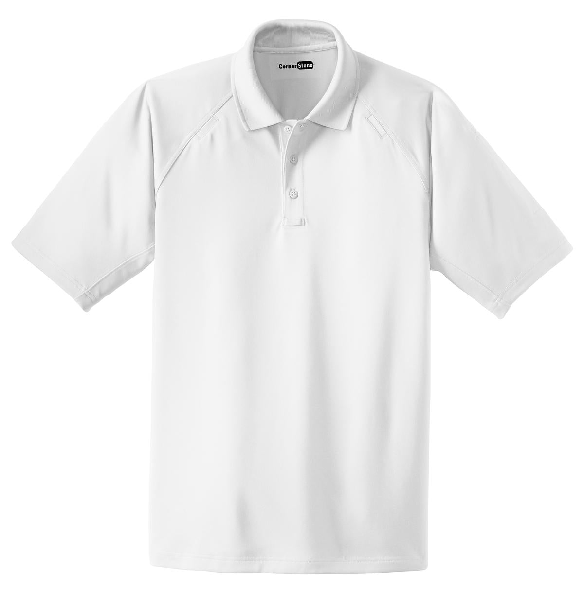 Front View of White CornerStone - Select Snag-Proof Tactical Polo. CS410