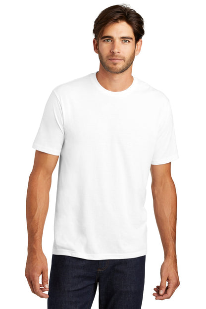 Front View of White District Perfect Tri Tee. DM130