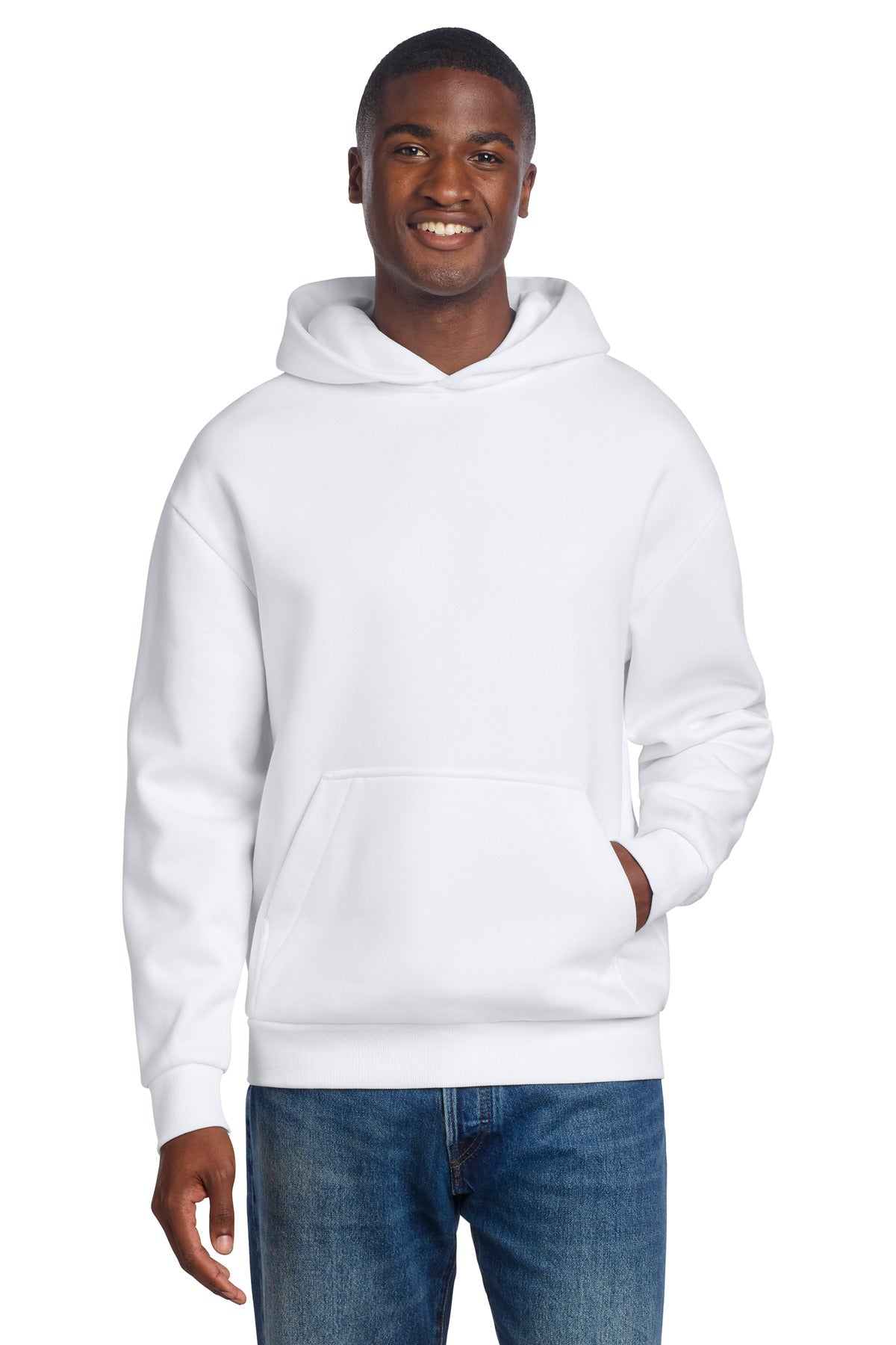 Front View of White District V.I.T. Heavyweight Fleece Hoodie DT6150