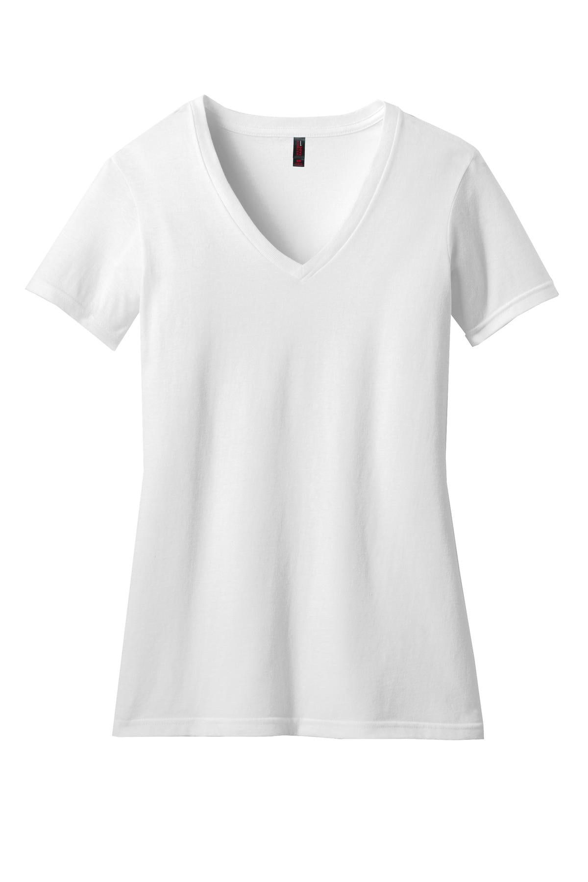 Front View of White District Women's Perfect Blend CVC V-Neck Tee. DM1190L