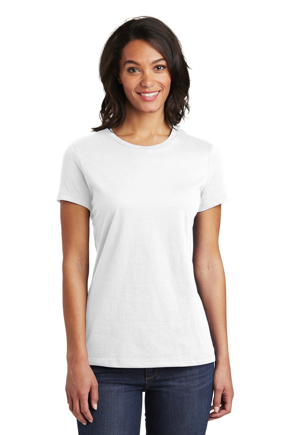 Front View of White District Women's Very Important Tee . DT6002
