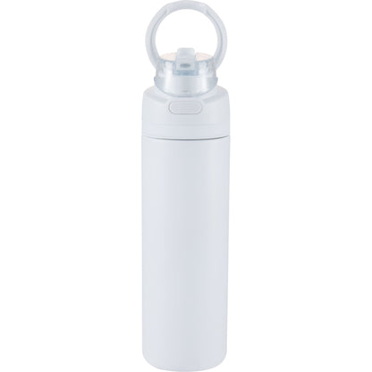 Front View of White Elvin 28oz Recycled Stainless Flip Straw Bottle plain