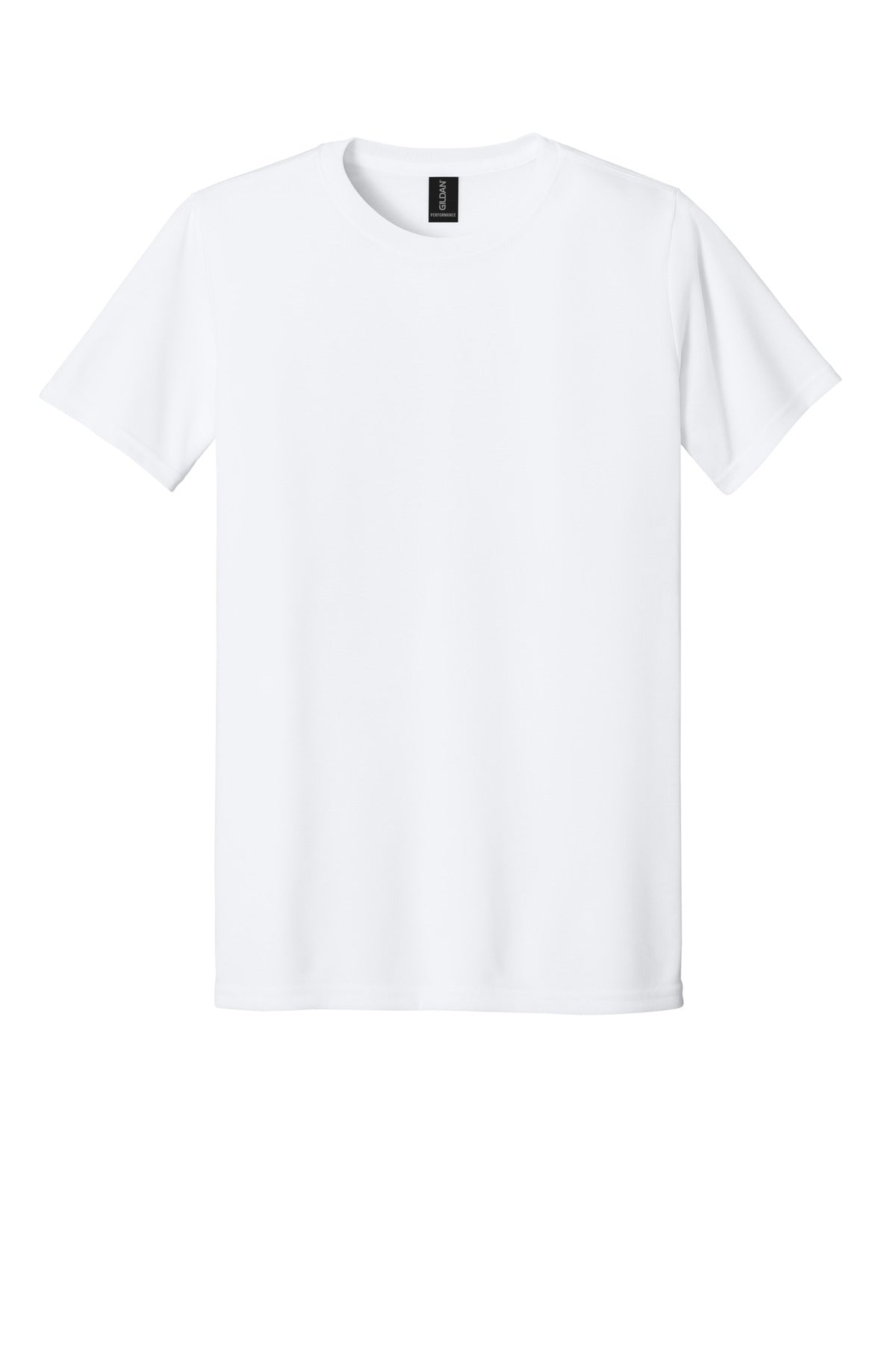 Front View of White Gildan Gildan Performance T-Shirt. 42000