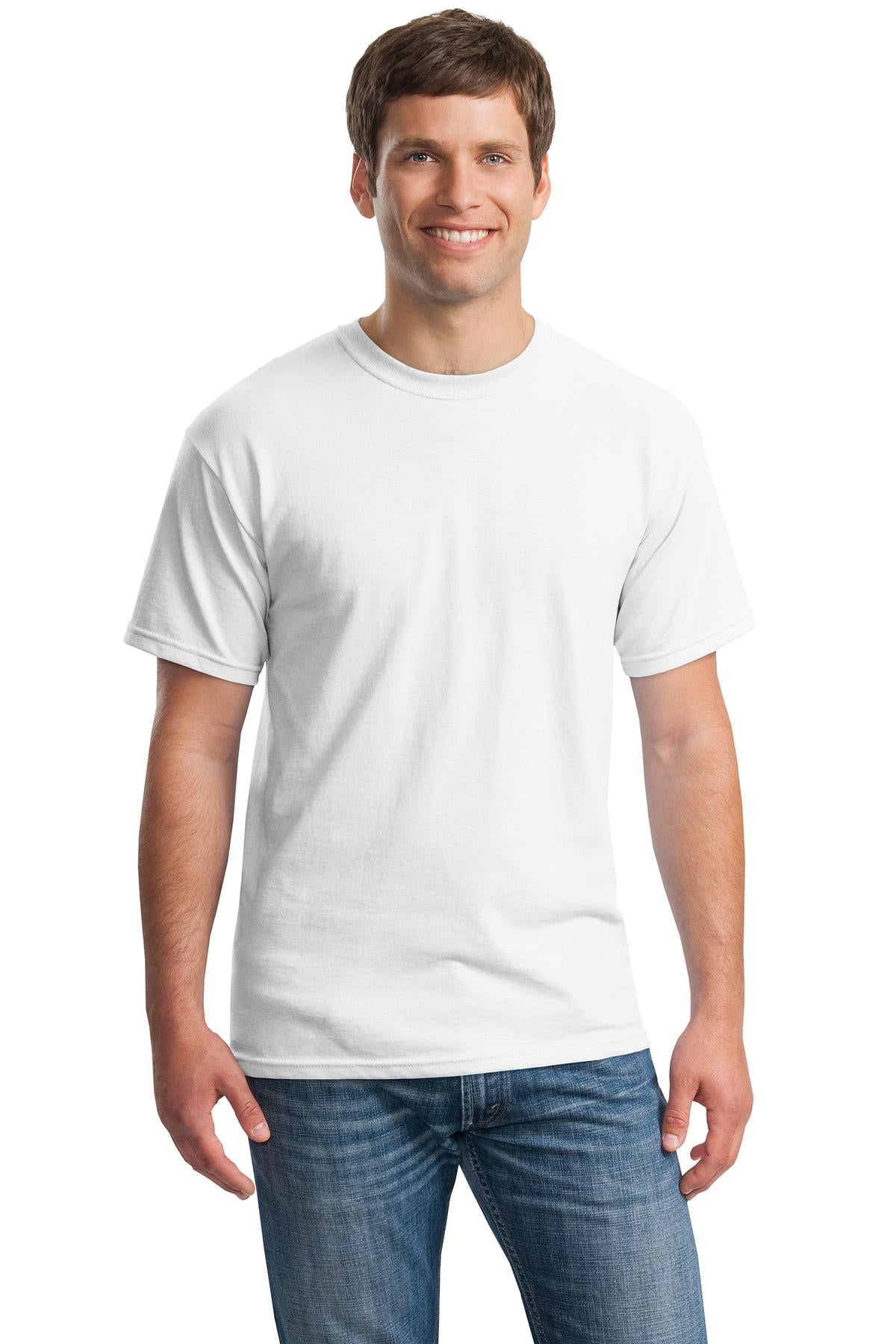 Front View of White Gildan - Heavy Cotton 100% Cotton T-Shirt. 5000