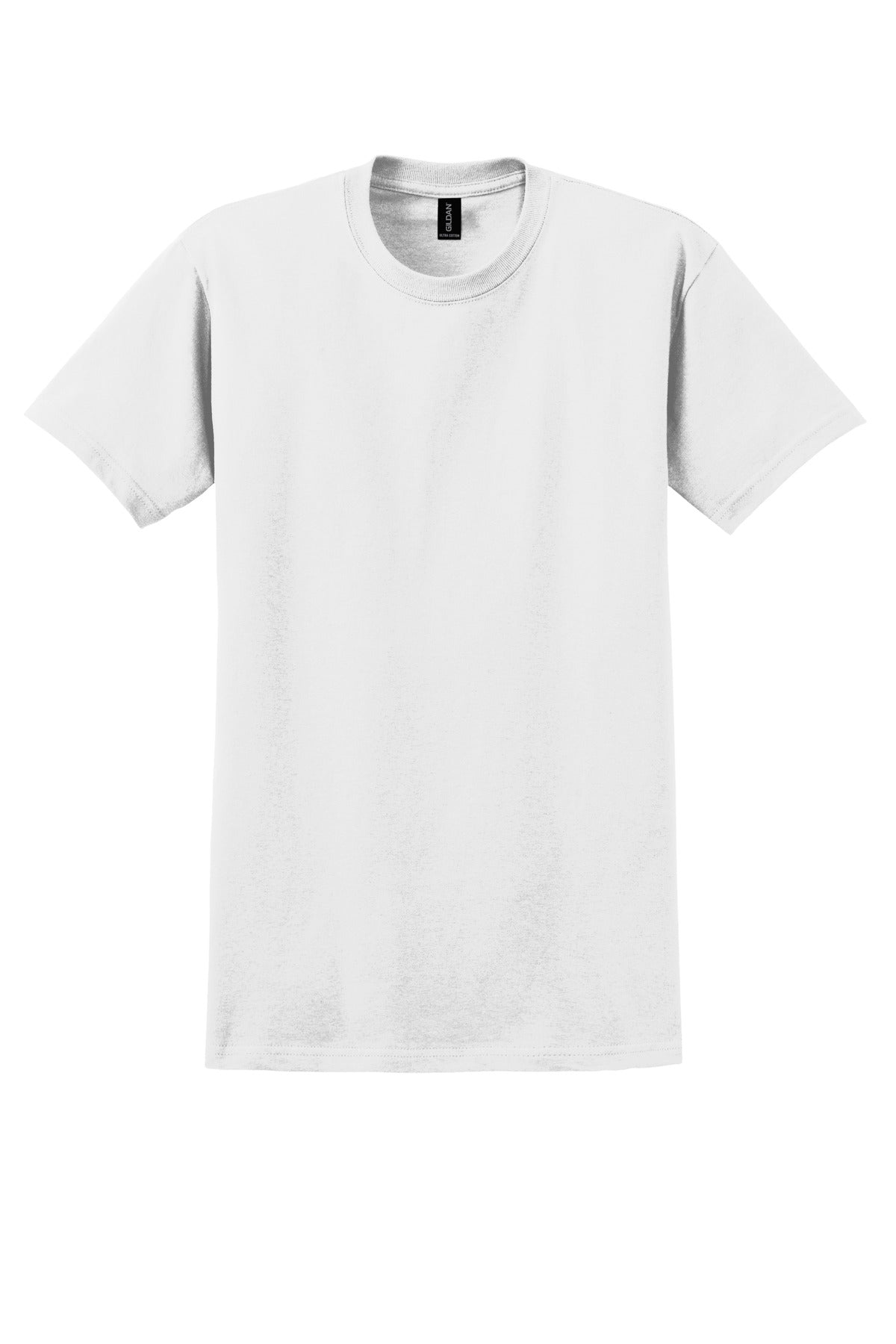 Front View of White Gildan - Ultra Cotton 100% US Cotton T-Shirt. 2000