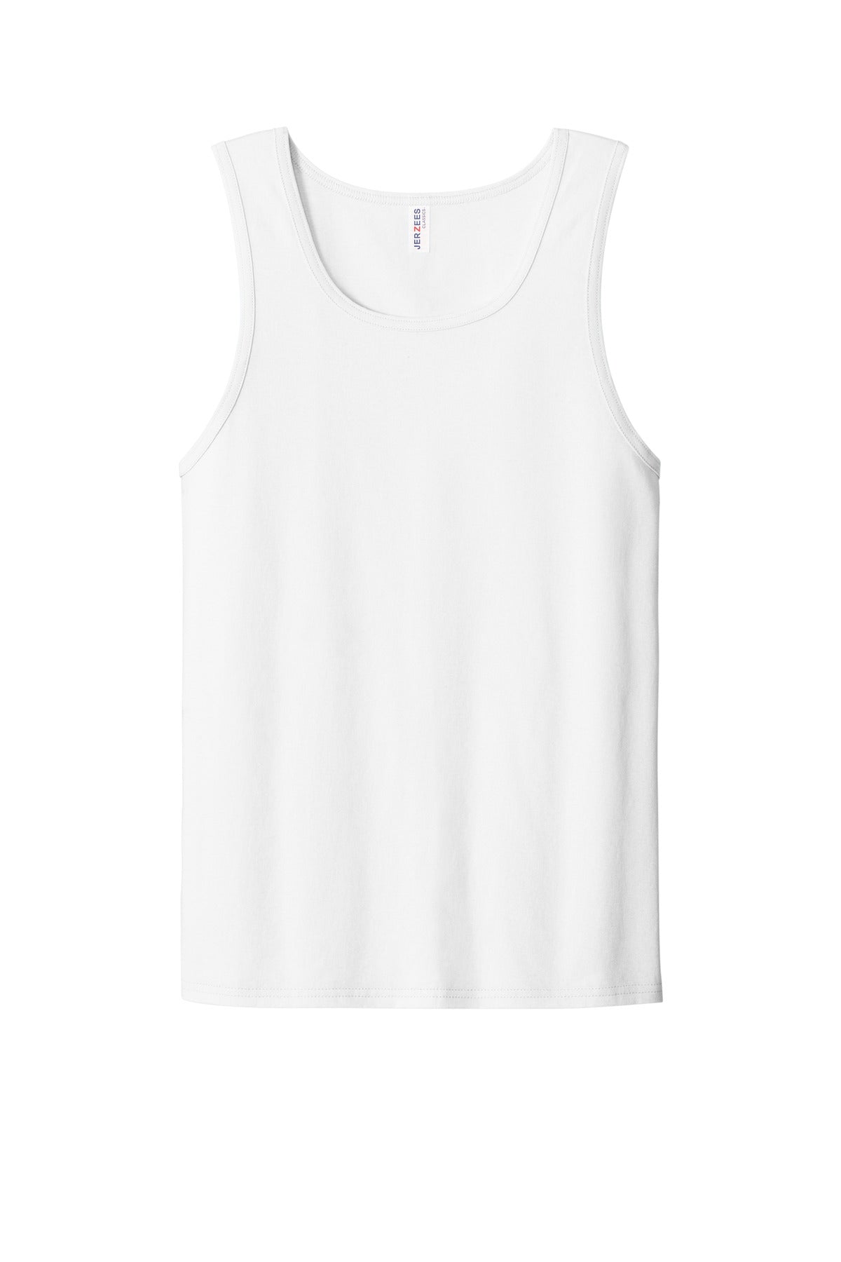 Front View of White Jerzees Classics Unisex Cotton Tank 363TK