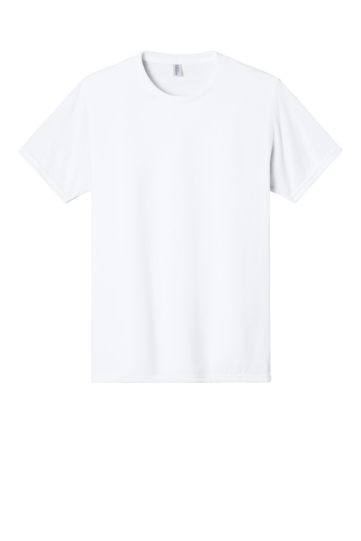 Front View of White Jerzees - Dri-Power 50/50 Cotton/Poly T-Shirt. 29M