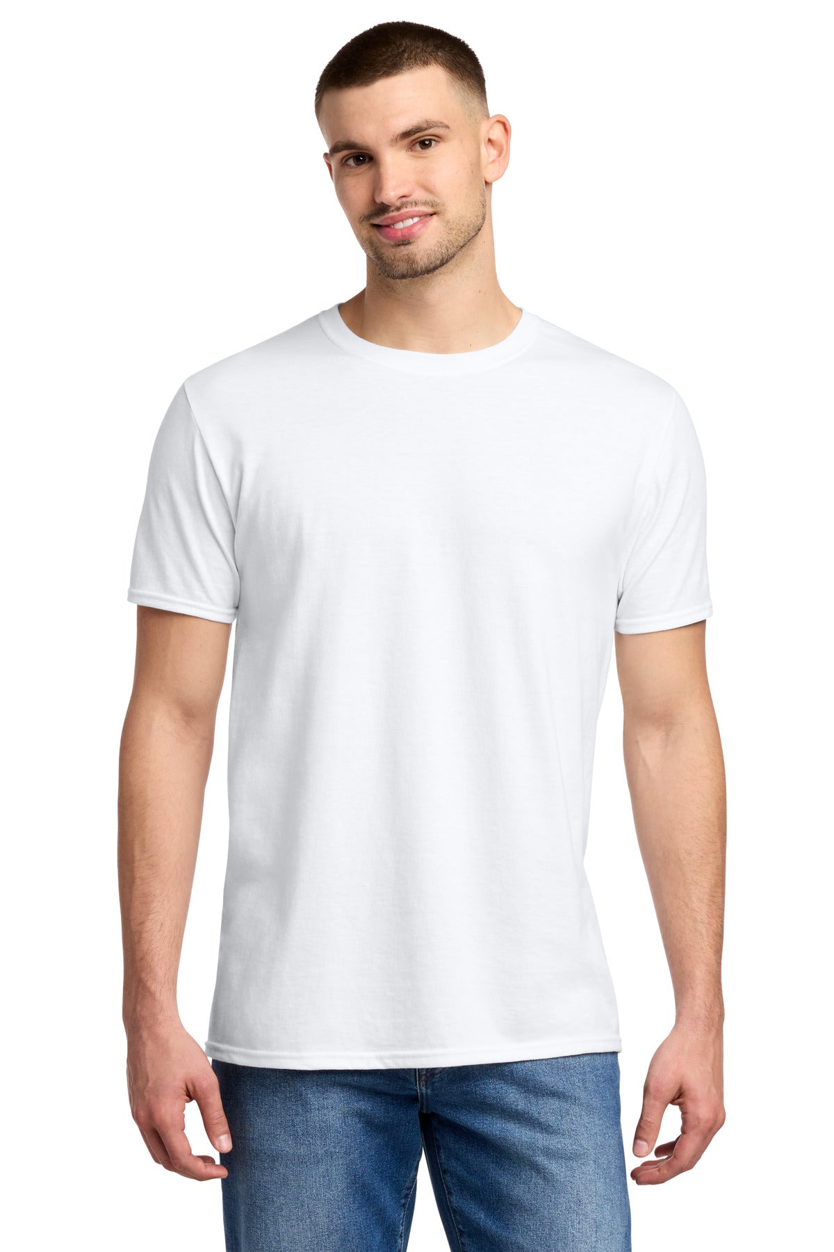 Front View of White Jerzees Premium Blend Ring Spun T-Shirt 560M