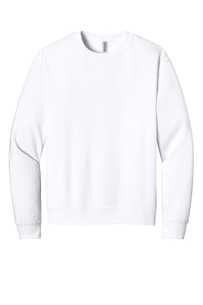 Front View of White Jerzees Ultimate Unisex CVC Ring Spun Crewneck Sweatshirt IC48M