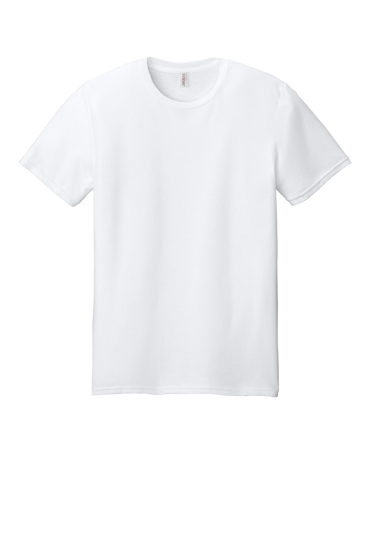 Front View of White Jerzees Ultimate Unisex Ring Spun T-Shirt IC46M