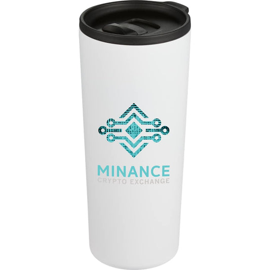 Front View of White Leeston Copper Vacuum Insulated Tumbler 24oz