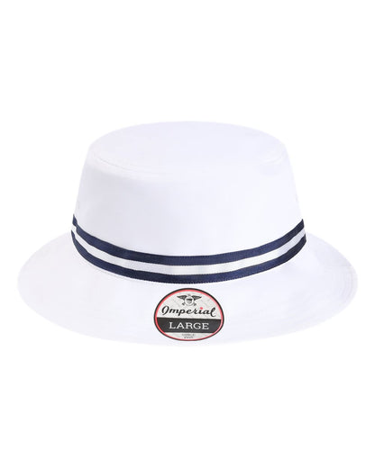 Front View of White/ Navy The Oxford Performance Bucket - 1371P