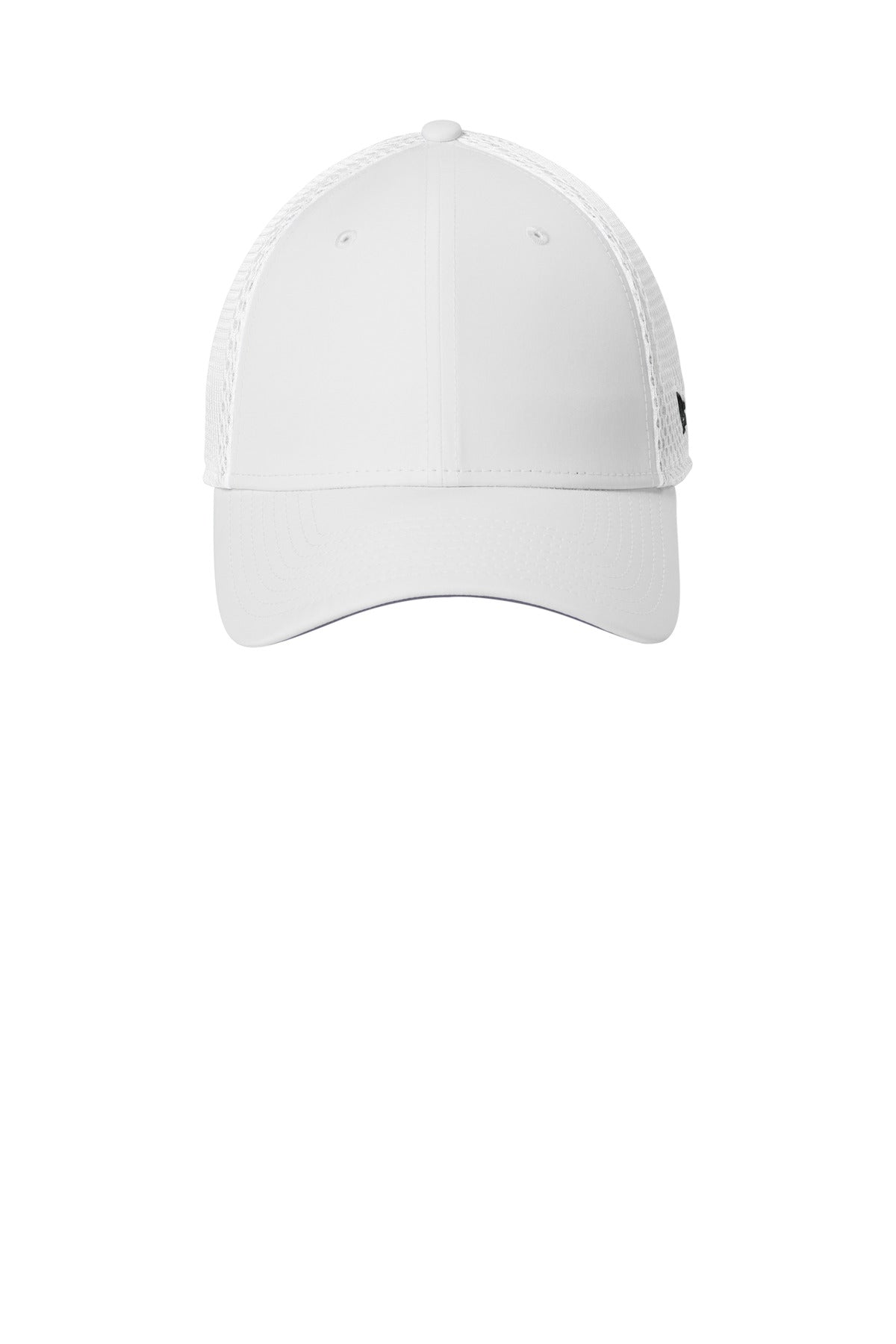 Front View of White New Era 39THIRTY Performance Stretch Mesh Cap NE1130