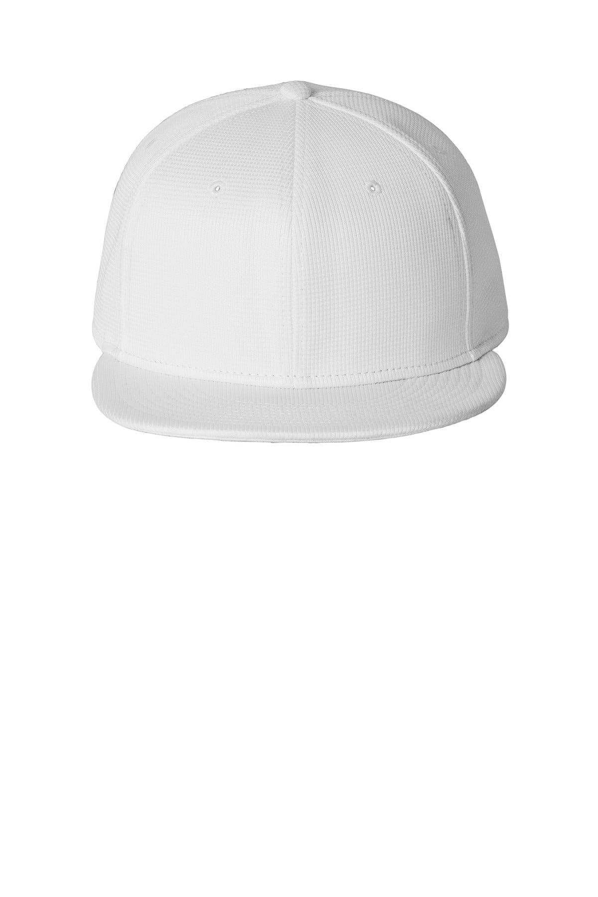 Front View of White New Era Pivot Flat Bill Snapback Cap NE409