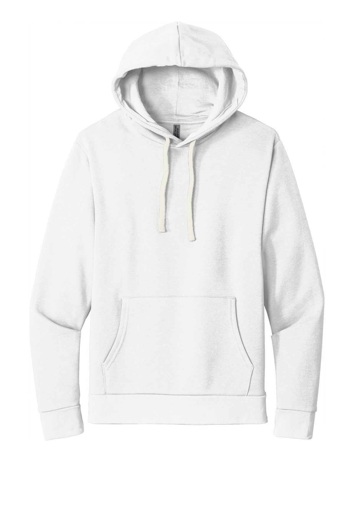 Front View of White Next Level Apparel Adult Santa Barbara Pullover Hoodie. NL9303