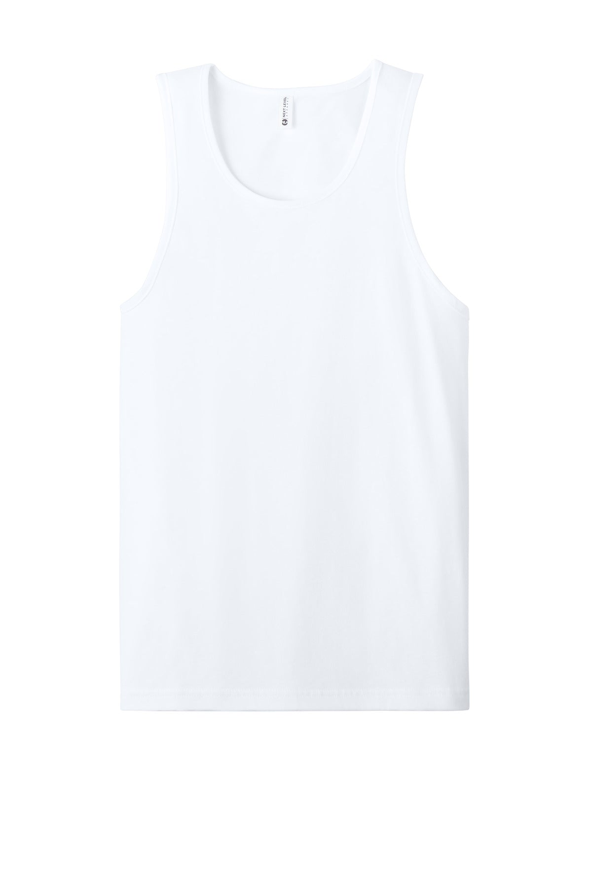 Front View of White Next Level Apparel Cotton Muscle Tank NL3633
