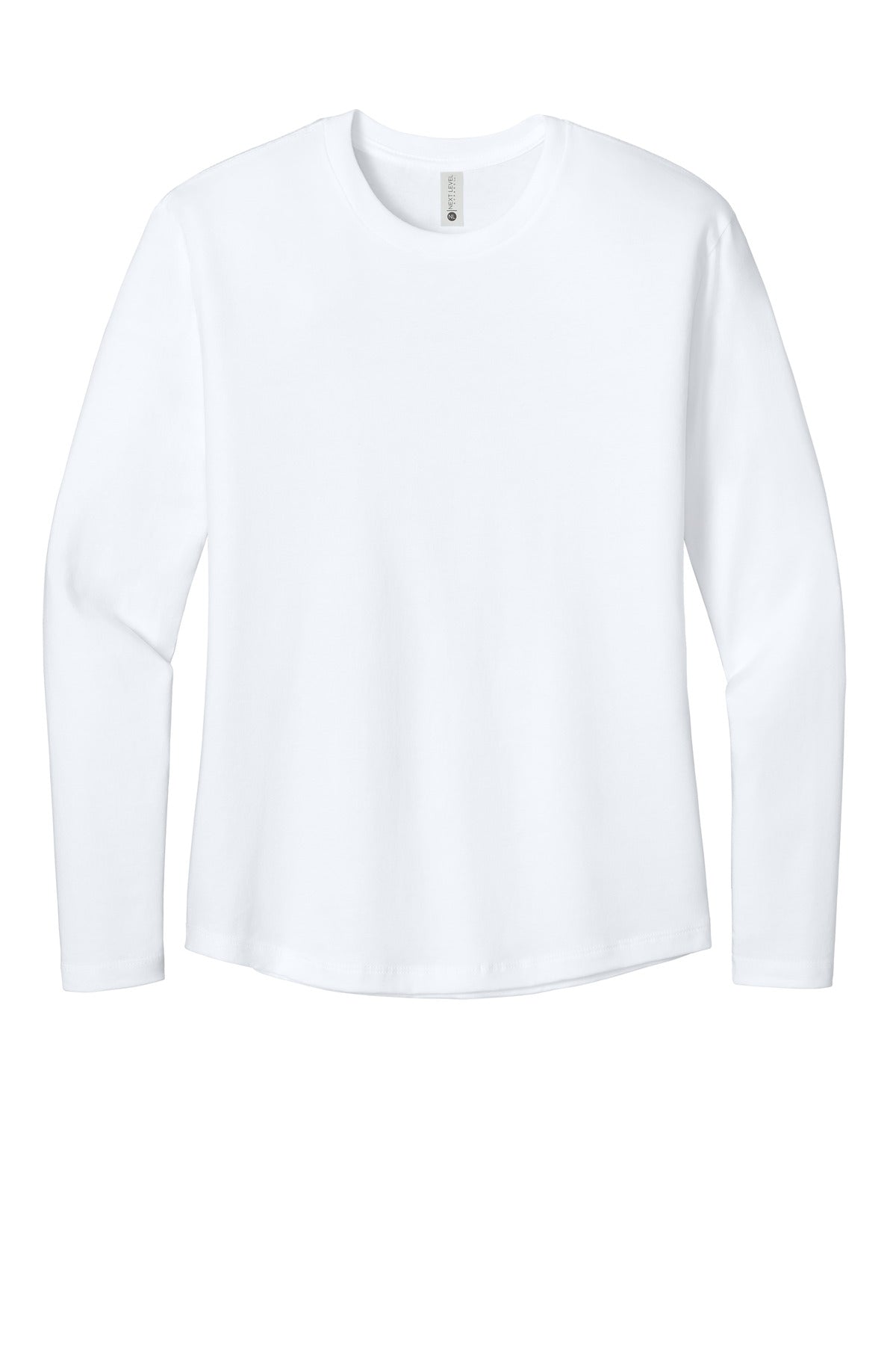 Front View of White Next Level Apparel Women's Cotton Relaxed Long Sleeve Tee NL3911