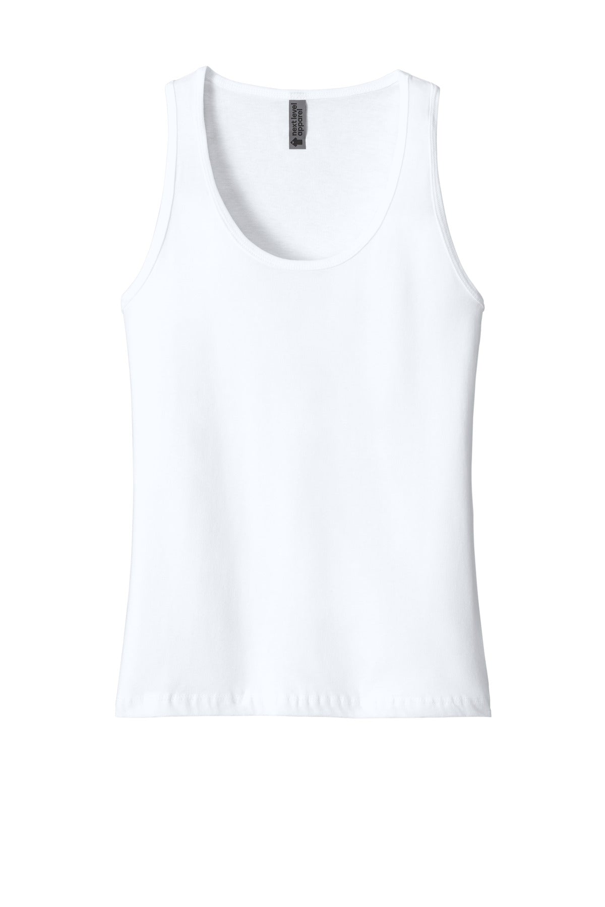 Front View of White Next Level Apparel Women's Cotton Tank NL3933