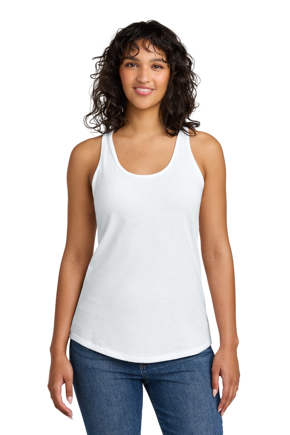 Front View of White Next Level Apparel Women's Ideal Racerback Tank NL1533