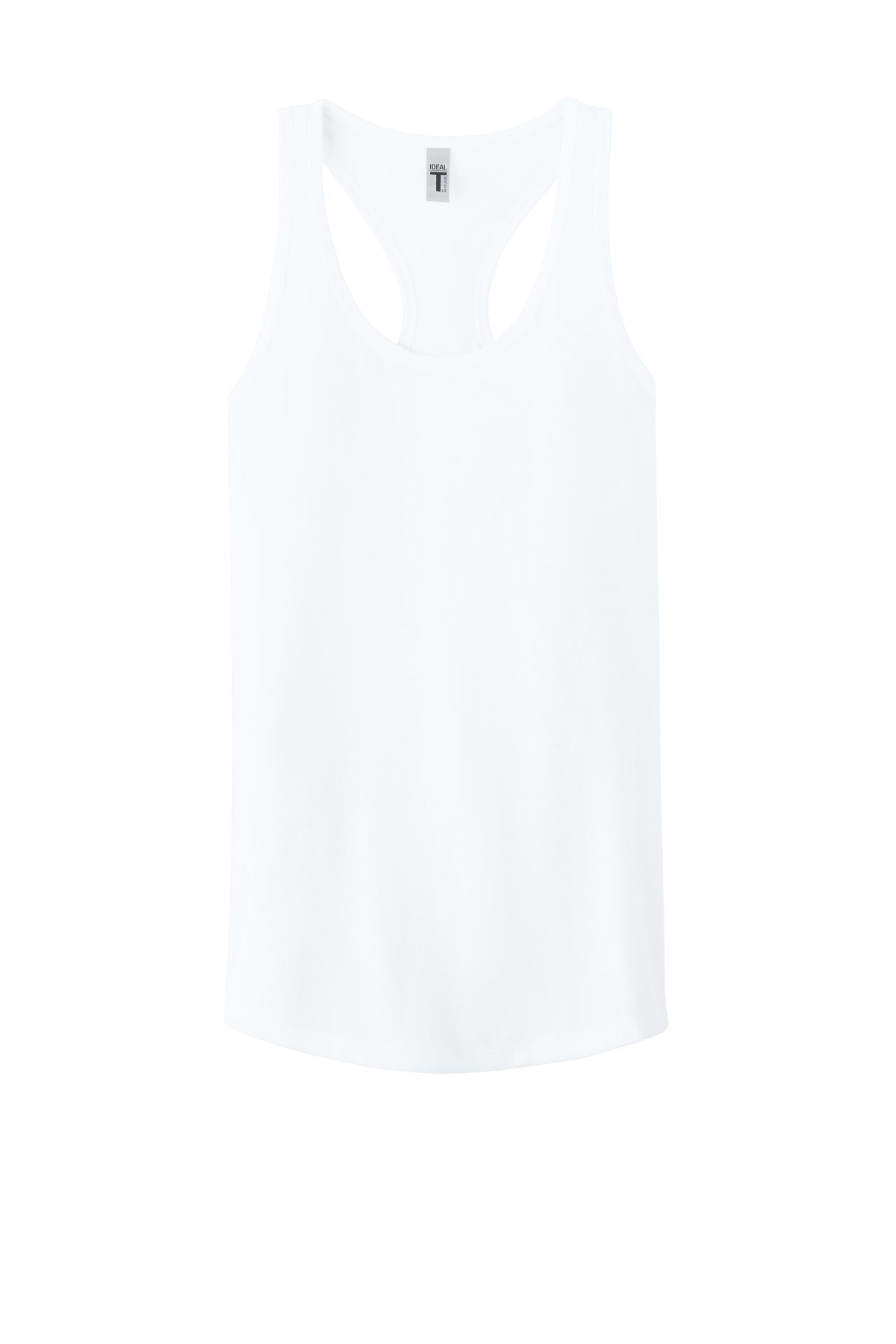 Front View of White Next Level Apparel Women's Ideal Racerback Tank NL1533