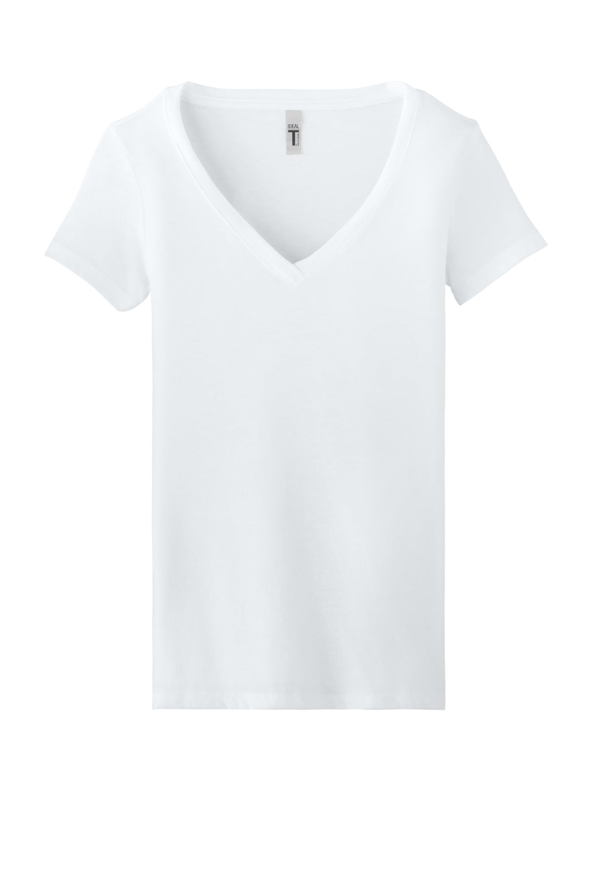 Front View of White Next Level Apparel Women's Ideal V-Neck Tee NL1540