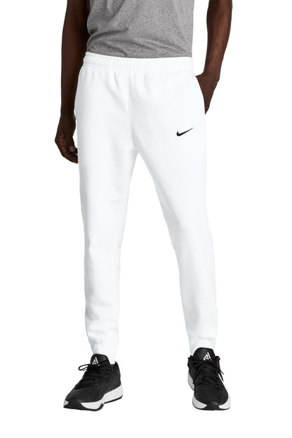 Front View of White Nike Club Fleece Jogger NKHM8045