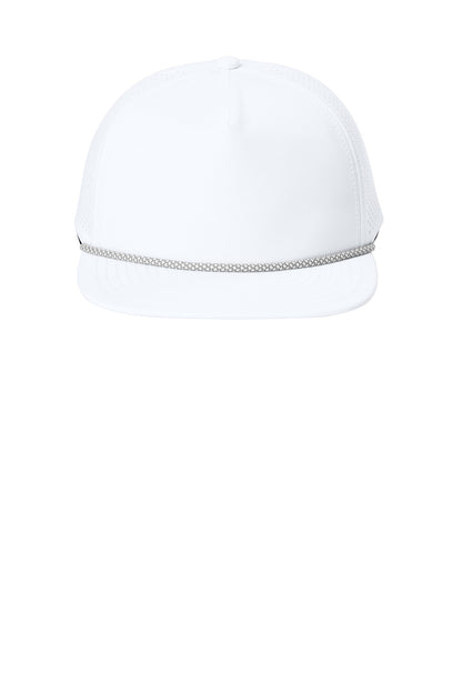Front View of White OGIO 5-Panel Rope Performance Cap OG607