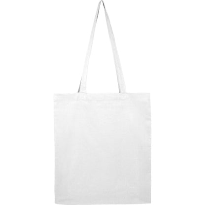 Front View of White Organic 4oz Cotton Tote plain