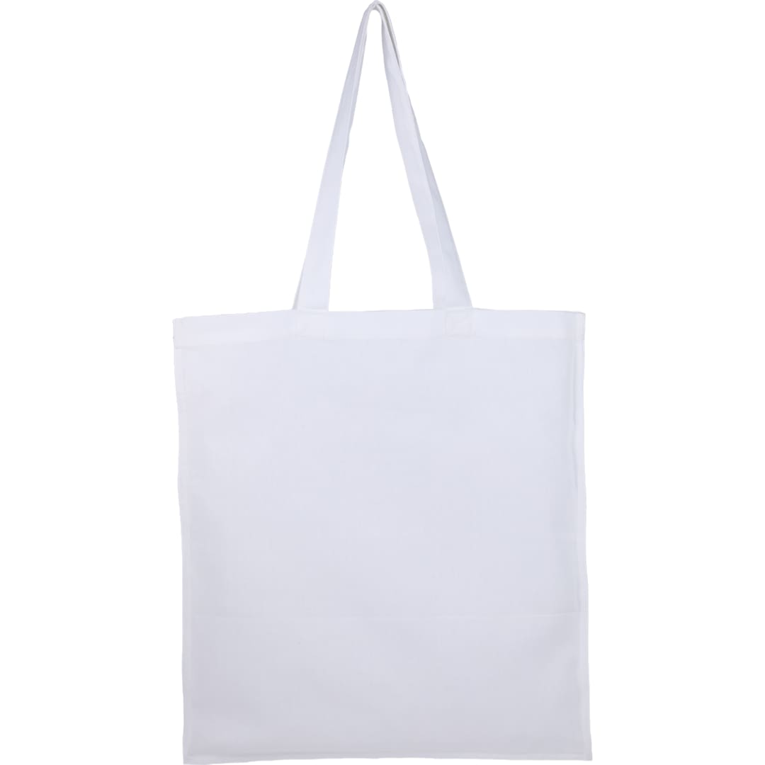 Front View of White Organic 8oz Cotton Double Stitch Tote plain