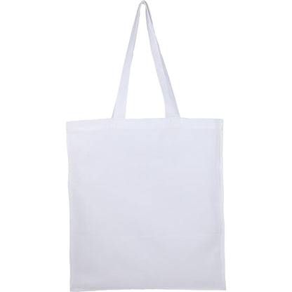 Front View of White Organic 8oz Cotton Double Stitch Tote plain