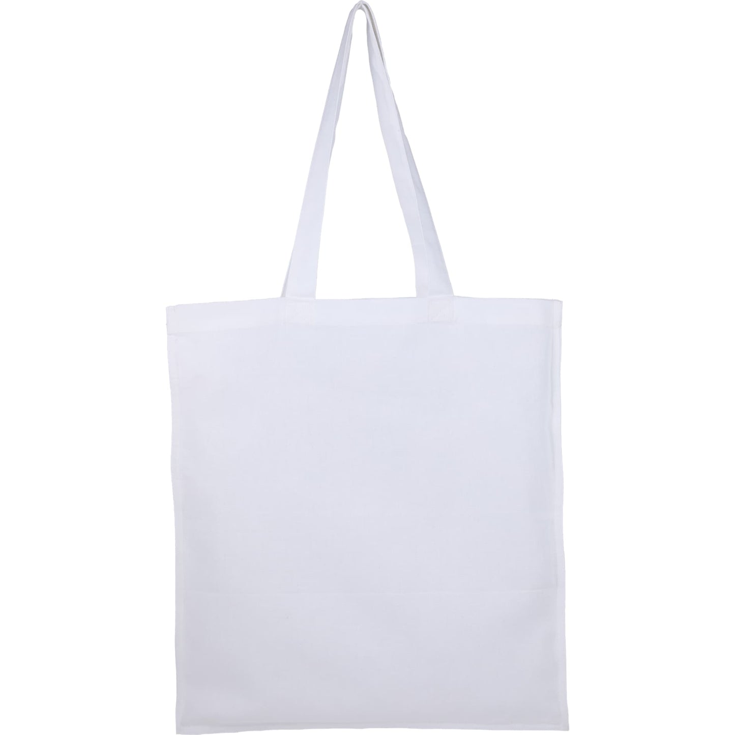 Front View of White Organic 8oz Cotton Double Stitch Tote plain