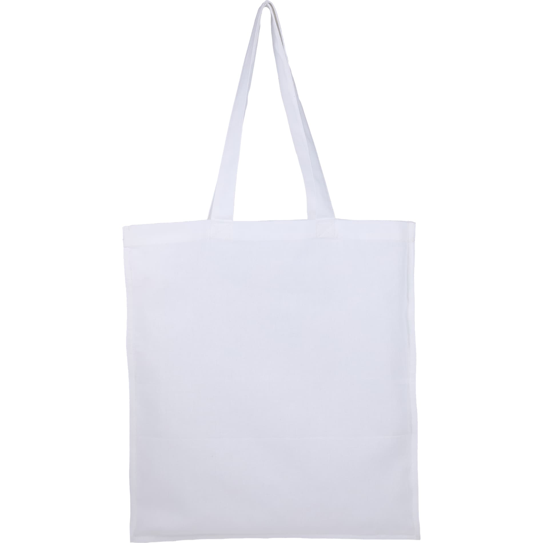 Front View of White Organic 8oz Cotton Double Stitch Tote plain