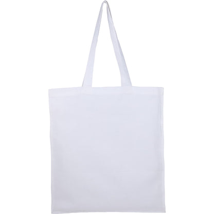 Front View of White Organic 8oz Cotton Double Stitch Tote plain