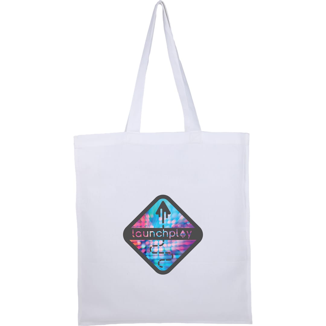 Front View of White Organic 8oz Cotton Double Stitch Tote