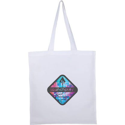 Front View of White Organic 8oz Cotton Double Stitch Tote