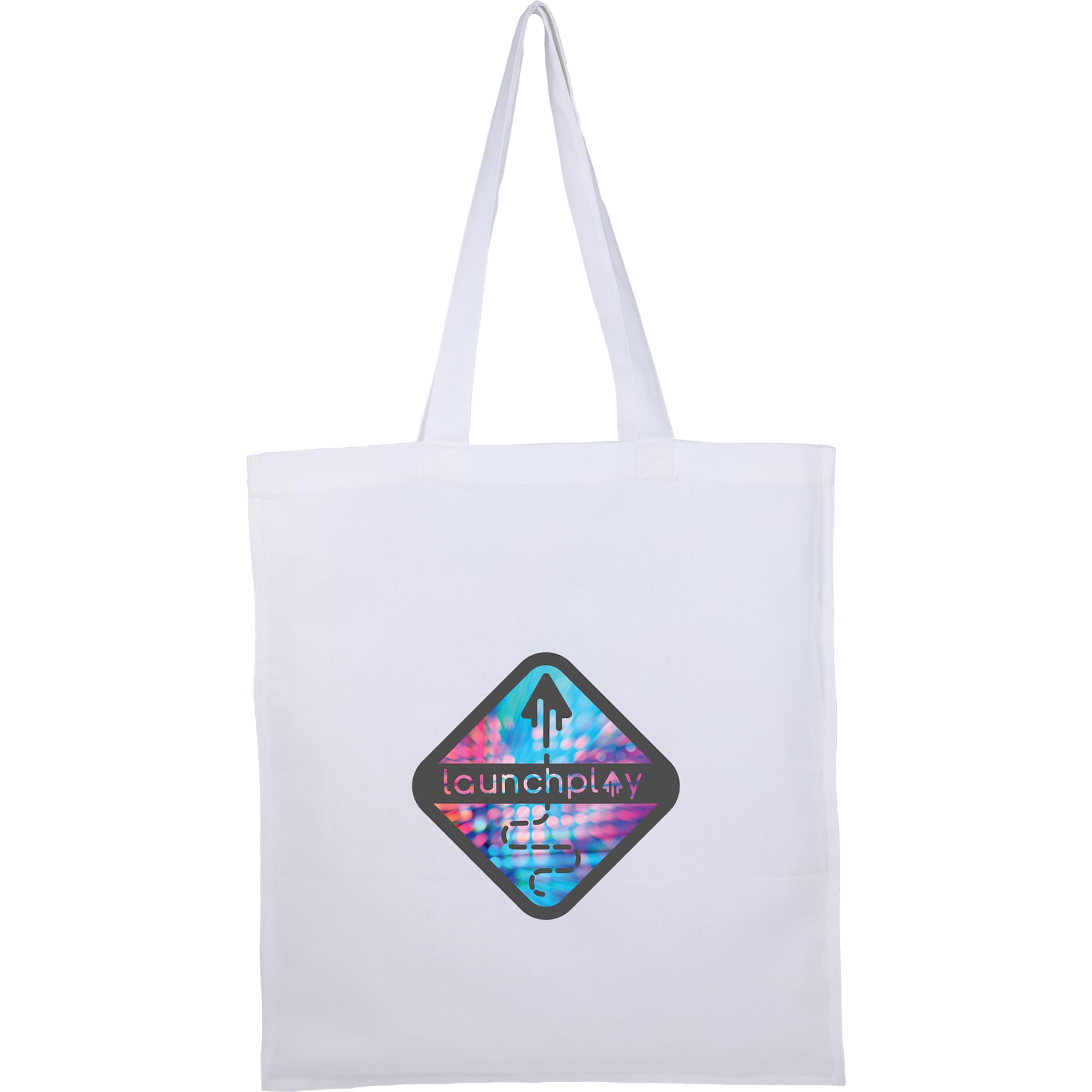 Front View of White Organic 8oz Cotton Double Stitch Tote