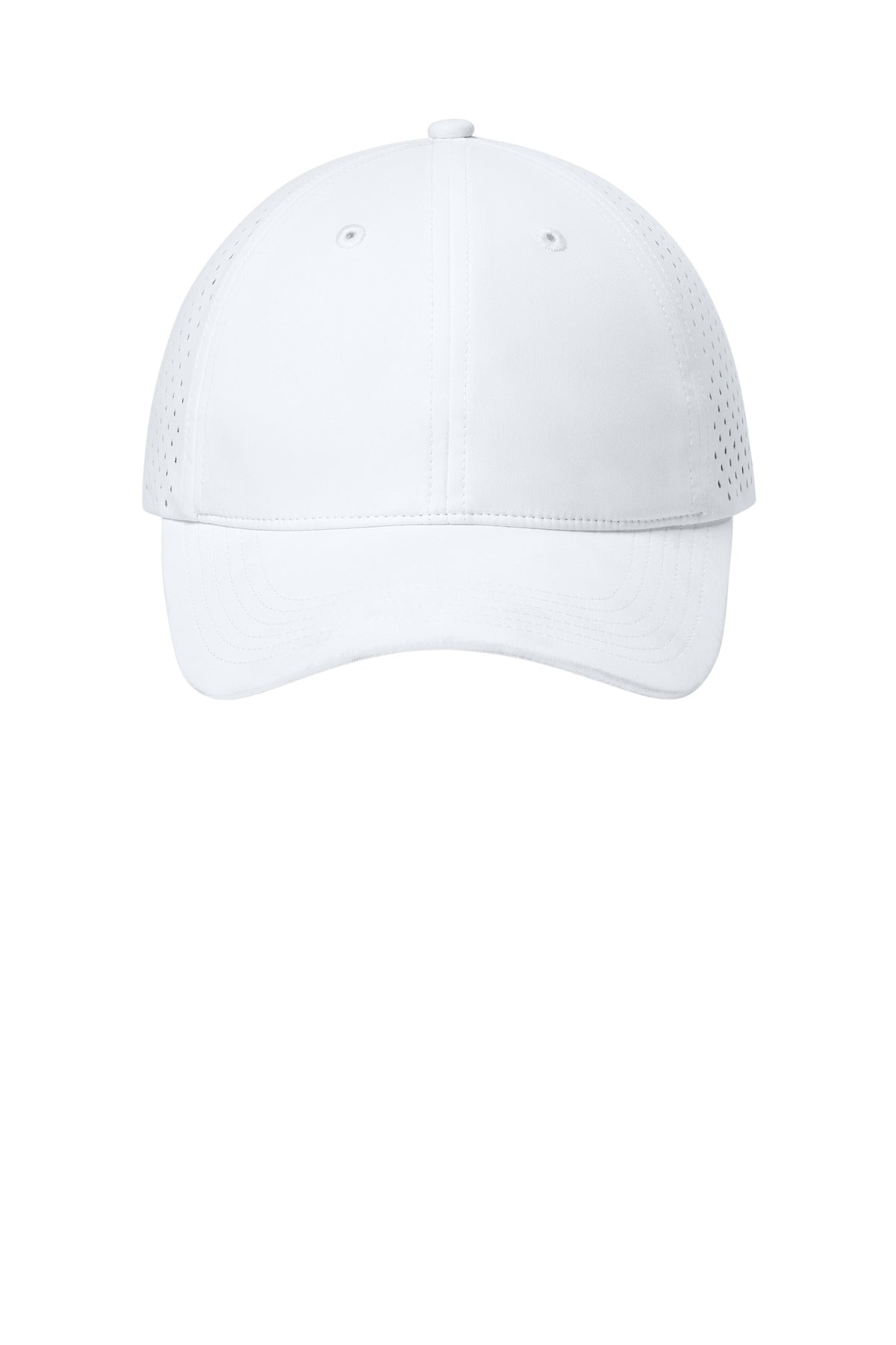 Front View of White Port Authority All-Day Performance UPF Perforated Cap C995
