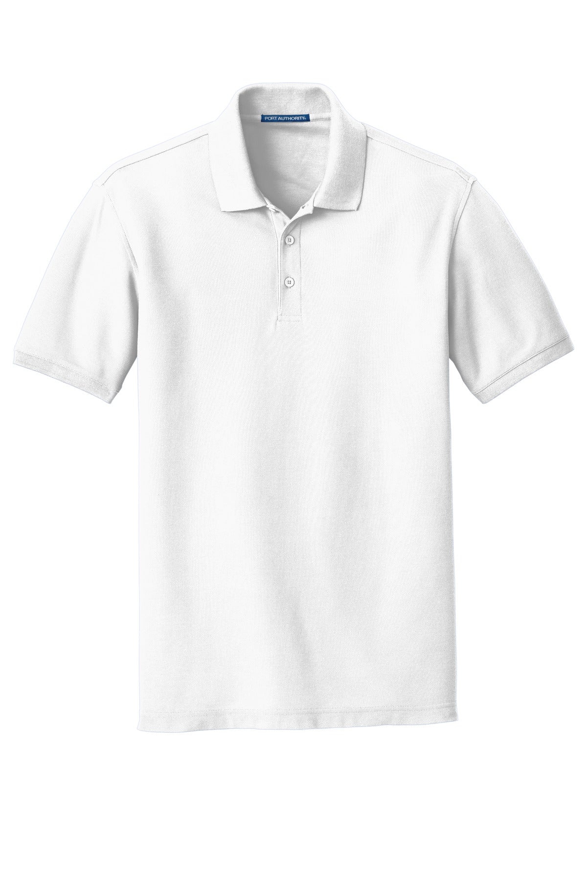 Front View of White Port Authority Core Classic Pique Polo. K100