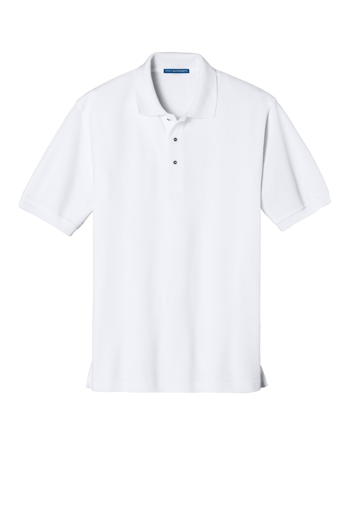 Front View of White Port Authority Extended Size Silk Touch Polo K500ES
