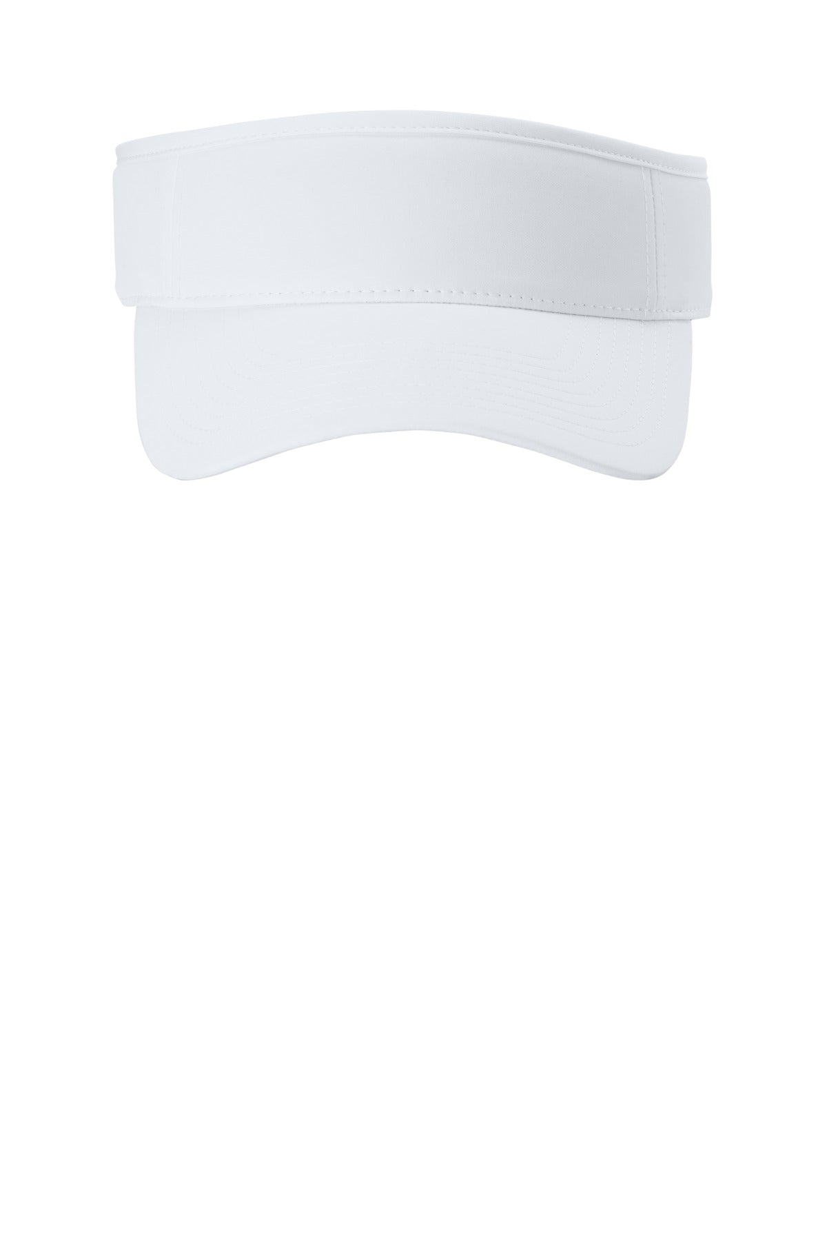 Front View of White Port Authority Poly Visor C983