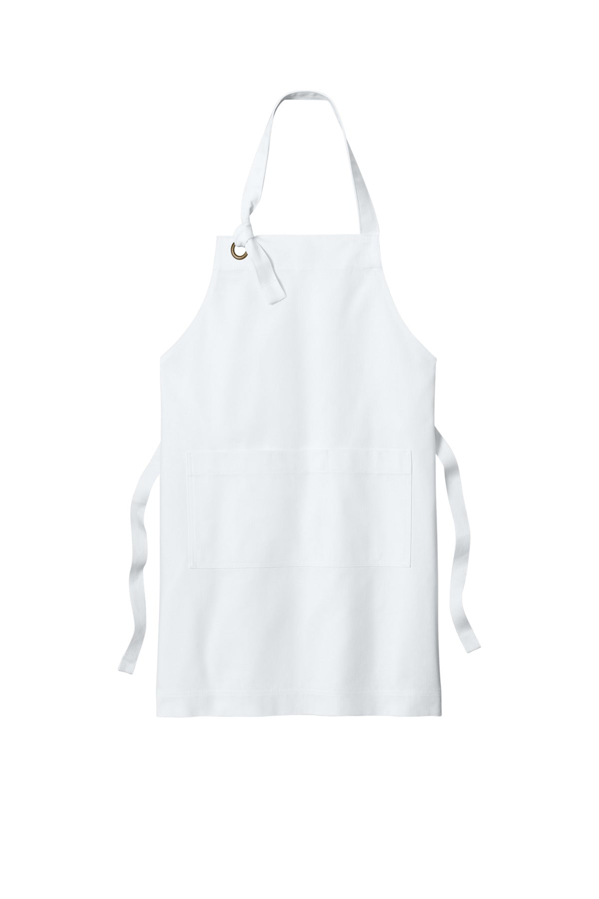 Front View of White Port Authority Signature Heavy Twill Bib Apron A900