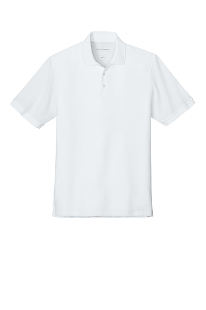Front View of White Port Authority Tall Wearever Signature Pique Polo TLK200