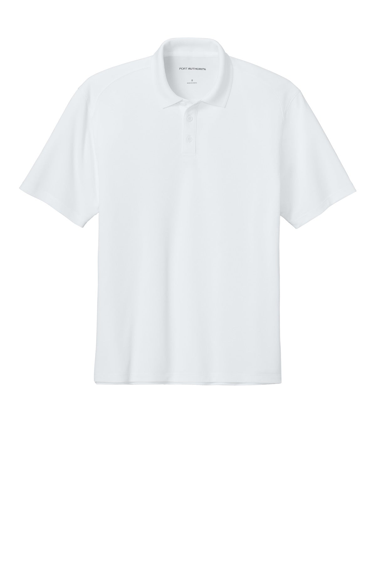 Front View of White Port Authority Wearever Performance Pique Polo K240