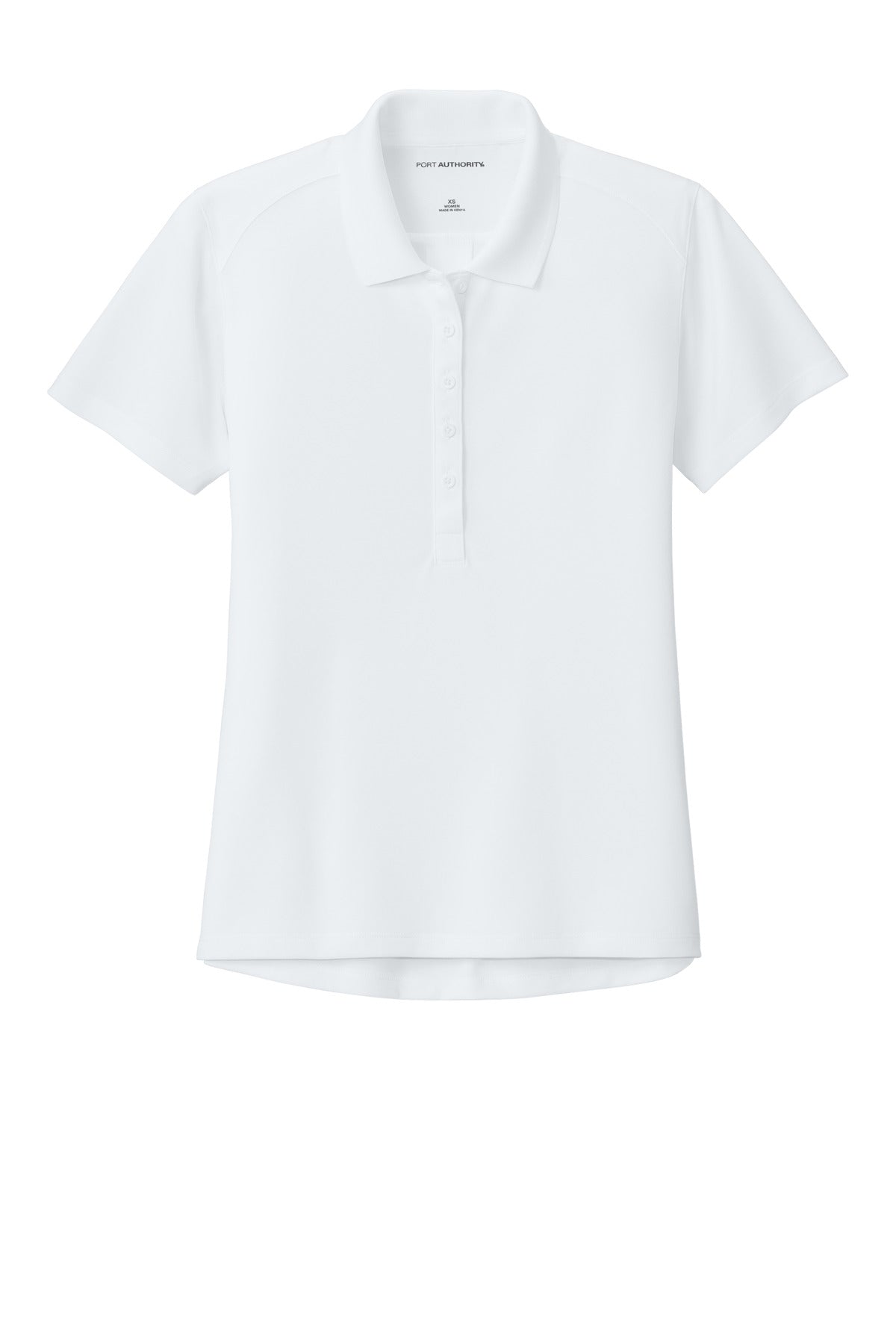 Front View of White Port Authority Women's Wearever Performance Pique Polo LK240