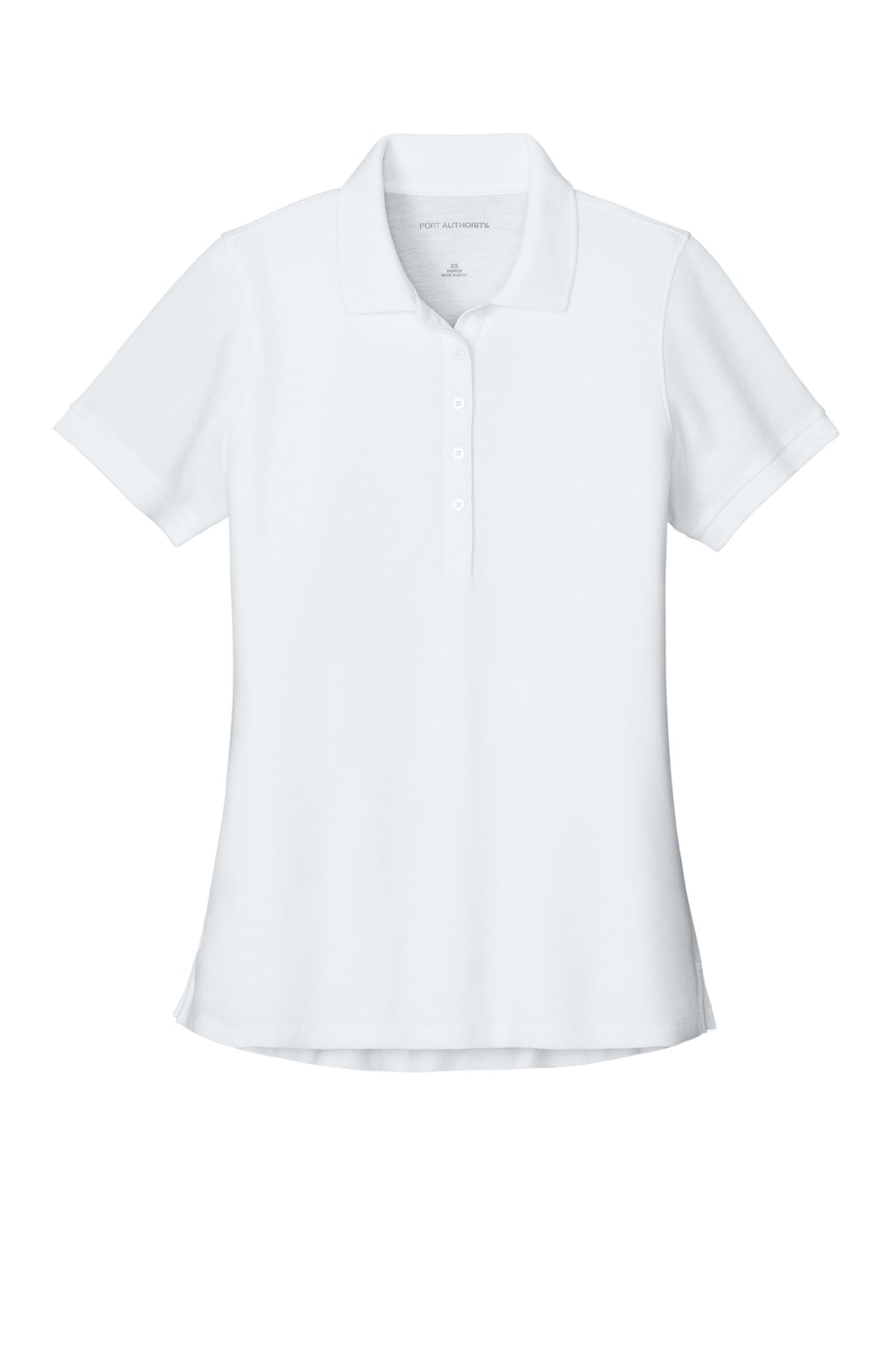 Front View of White Port Authority Women's Wearever Signature Pique Polo LK200