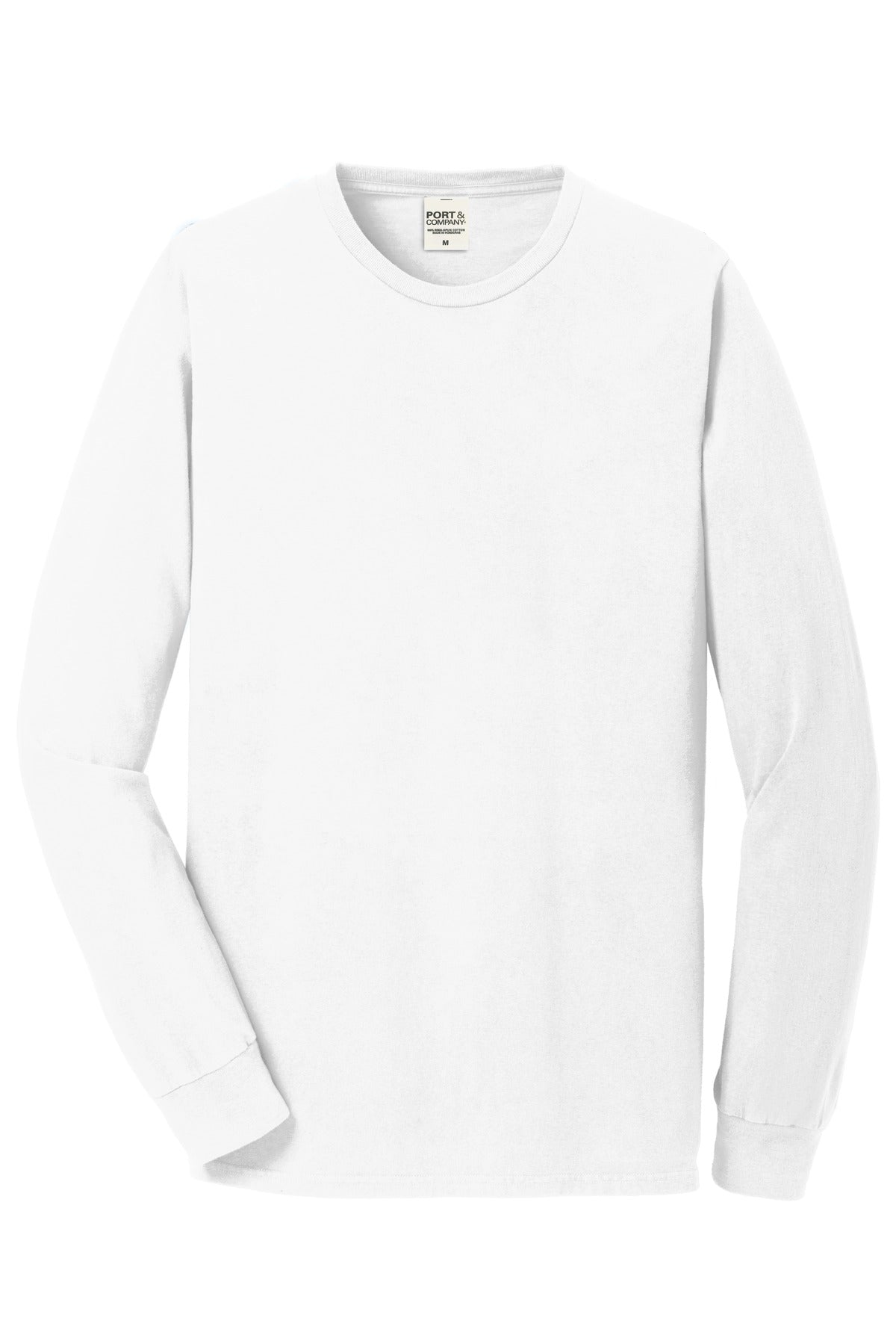 Front View of White Port & Co Beach Wash Garment-Dyed Long Sleeve Tee PC099LS