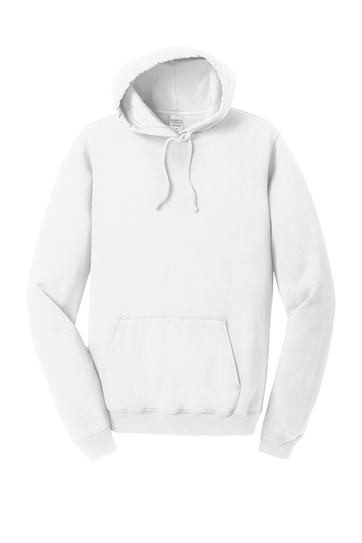 Front View of White Port & Co Beach Wash Garment-Dyed Pullover Hooded Sweatshirt. PC098H