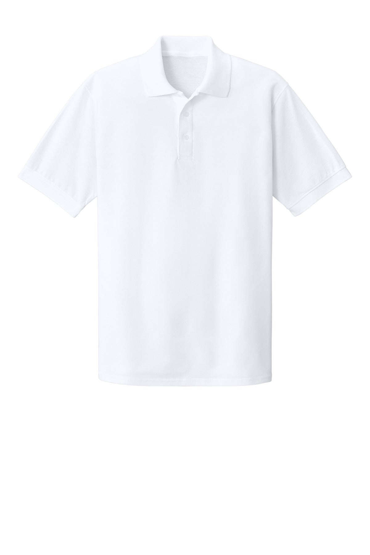 Front View of White Port & Co Core Blend Pique Polo. KP155
